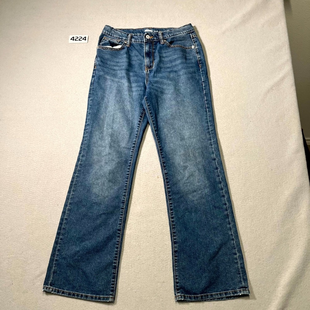 Old Navy Jeans Womens 16 Blue Denim Cotton Medium Wash Whiskering Bootcut Leg